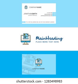 Beautiful Document in computer Logo and business card. vertical Design Vector