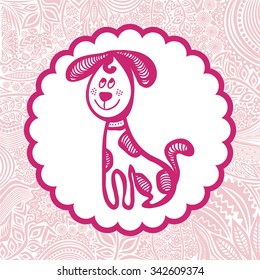 Beautiful dog cute cartoon vector illustration