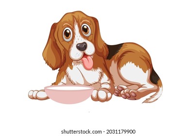 A Beautiful Dog eat her food. Dog vector illustration