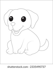 Beautiful Dog funny coloring page।coloring book page। line art for kids and adults