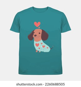 Beautiful Dog illustrate, t shirt template for valentines day