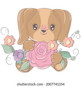 Beautiful dog isolated on white background. Cute animal illustration for baby products and holidays. Dog images are perfect for stickers, T-shirts, notebooks and other baby products.