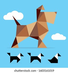 Beautiful Dog (Schnauzer) Vector Illustration. Pet Shop Symbol Logo. Animal icon Polygonal illustration. Elegant Identity Concept Design Idea Template (Branding).