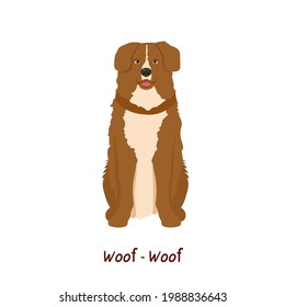 Beautiful dog sitting down. Vector isolated on a white background