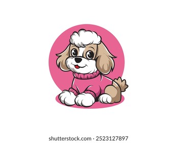 a beautiful dog wearing a pink sweater