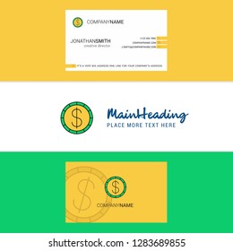 Beautiful Dollar  Logo and business card. vertical Design Vector