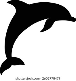 Beautiful Dolphin Silhouette Design On White Background