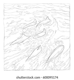 beautiful dolphins line art continuous line drawing 