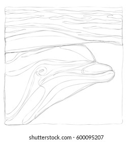 beautiful dolphins line art continuous line drawing 