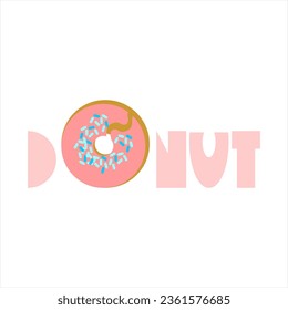 Beautiful donut word design vector illustration isolated
