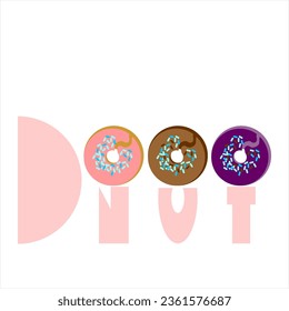Beautiful donut word design vector illustration isolated