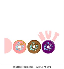 Beautiful donut word design vector illustration isolated