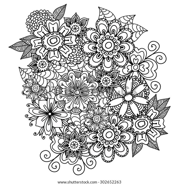 Beautiful Doodle Art Flowers Zentangle Floral Stock Vector (Royalty ...