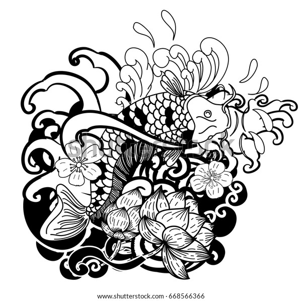 Beautiful Doodle Art Koi Carp Tattoo Stock Vector (Royalty Free ...