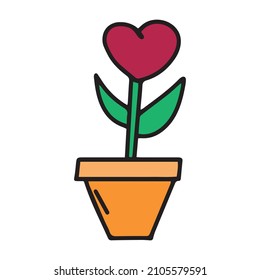 Beautiful doodle flower valentine's day, great design for any purpose. Love icon vector.