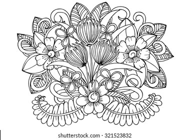 Beautiful Doodle Flowers Stock Vector (Royalty Free) 321523832