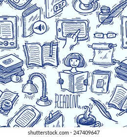 beautiful doodle hand drawn reeading seamless pattern for your design