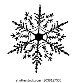 Hermoso copo de nieve de doodle. Ilustración vectorial.