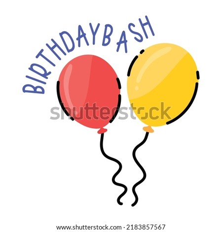 Beautiful doodle sticker of birthday bash 