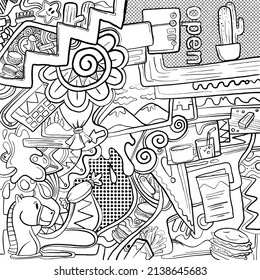 arte de linea vectorial de doodle hermoso