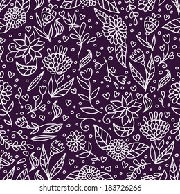 beautiful doodle white  flowers seamless pattern