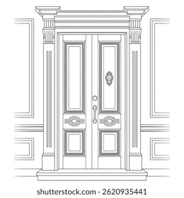 Uma bela porta ilustração vetor colorir página