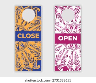 Hermosa Plantilla de percha de puerta abierta y cerrada con estilo ornamental