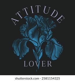 Beautiful Doted flower with slogan text design. attitude lover . Graphic design print t-shirt fashion. girls fashion graphics, kids t shirt prints. flower abstract, vector