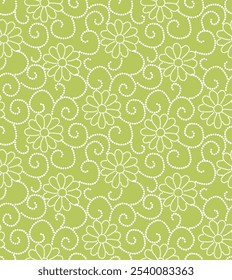 Schöner gepunkteter Blumendesign-Vektor, traditionelles textiles Polka-Dot-Design auf hellgrünem Hintergrund gedruckt.