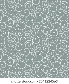 Beautiful Dotted Floral Design Vector, traditional textile polka dot design printed on grey background.