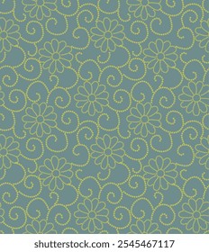 Beautiful Dotted Floral Design Vector, traditional textile polka dot design printed on dark grey background.