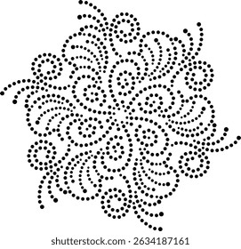 Bela pontilhada Geométrica Rotação Floral Mandala padrão, Polka ponto floral Bordado Design, Vintage mão desenhado Floral Padrão em estilo plano ilustração vetor para tecido, cortina, almofada