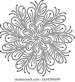 Bela pontilhada Geométrica Rotação Floral Mandala padrão, Polka ponto floral Bordado Design, Vintage mão desenhado Floral Padrão em estilo plano ilustração vetor para tecido, cortina, almofada