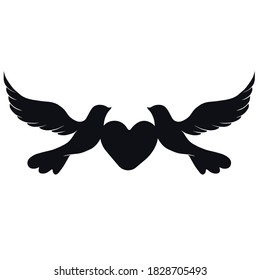 Beautiful dove bird with heart vector illustration.