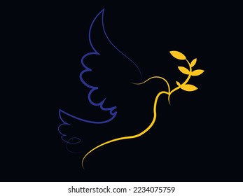 beautiful dove in the colors of the flag of Ukraine