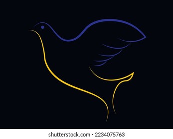 beautiful dove in the colors of the flag of Ukraine