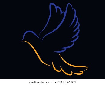 beautiful dove in the colors of the flag of Ukraine