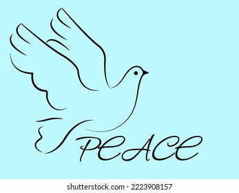 Beautiful dove on light blue background, illustration. Symbol of peace