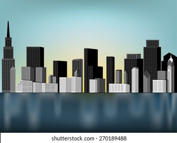 beautiful downtown panorama scene vector