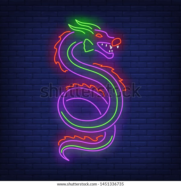 Beautiful Dragon Logo Neon Sign Chinese Stock Vector (Royalty Free ...