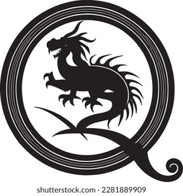 a beautiful dragon logo vector art