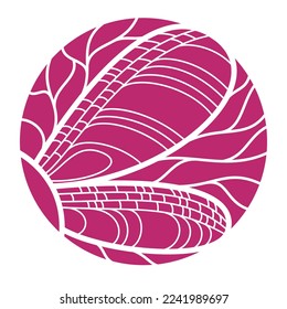 Beautiful dragonfly among leaves round floral vintage linear logo design template for perfume or fashion or salon logo isolated on white, elegant linear graphic design of nature beauty.