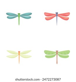 Beautiful dragonfly icons set cartoon vector. Various colorful dragonfly. Nature, insect