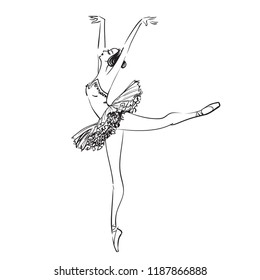 Beautiful drawing ballerina on a white background, sketch. Vector illustration.