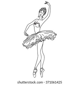 Beautiful drawing ballerina on a white background,sketch. Vector illustration.