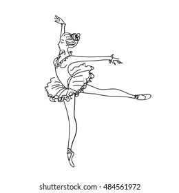 Beautiful drawing ballerina on a white background, sketch.