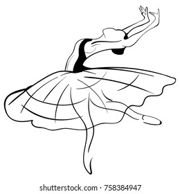 Beautiful drawing ballerina on a white background, sketch. Vector illustration.