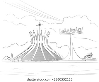 beautiful drawing of the cathedral of Brasilia