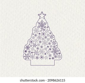 beautiful drawing of a Christmas tree made of snowflakes
