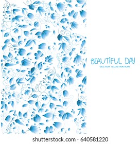 beautiful drawings with pattern of flowers in blue tones on a white background with the words beautiful day